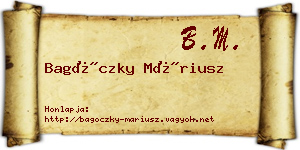 Bagóczky Máriusz névjegykártya